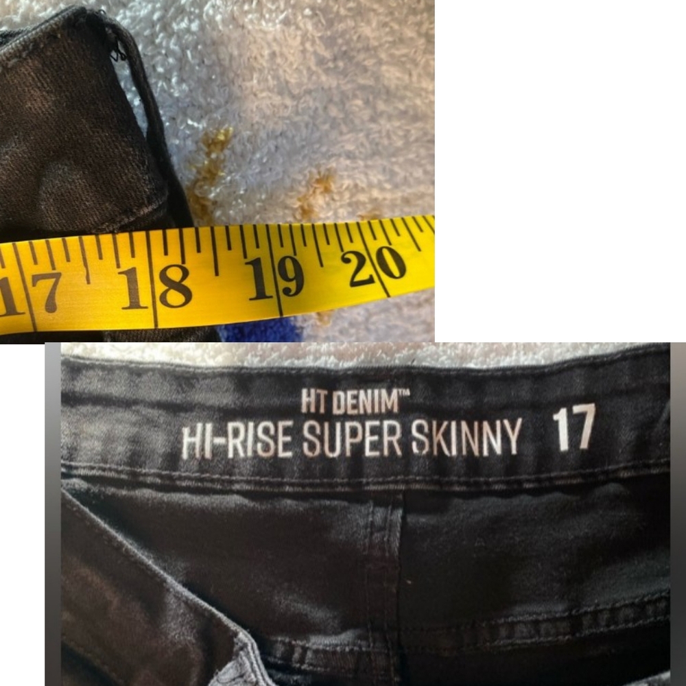 Hot Topic HT Denim Black Patches & Zippers Hi-Rise Super Skinny Black Jeans 17 - Picture 4 of 4